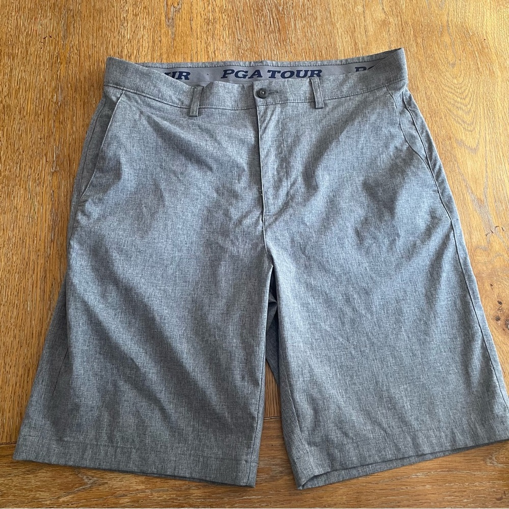 PGA Tour Gray Flat Front Shorts for Casual Wear size 34